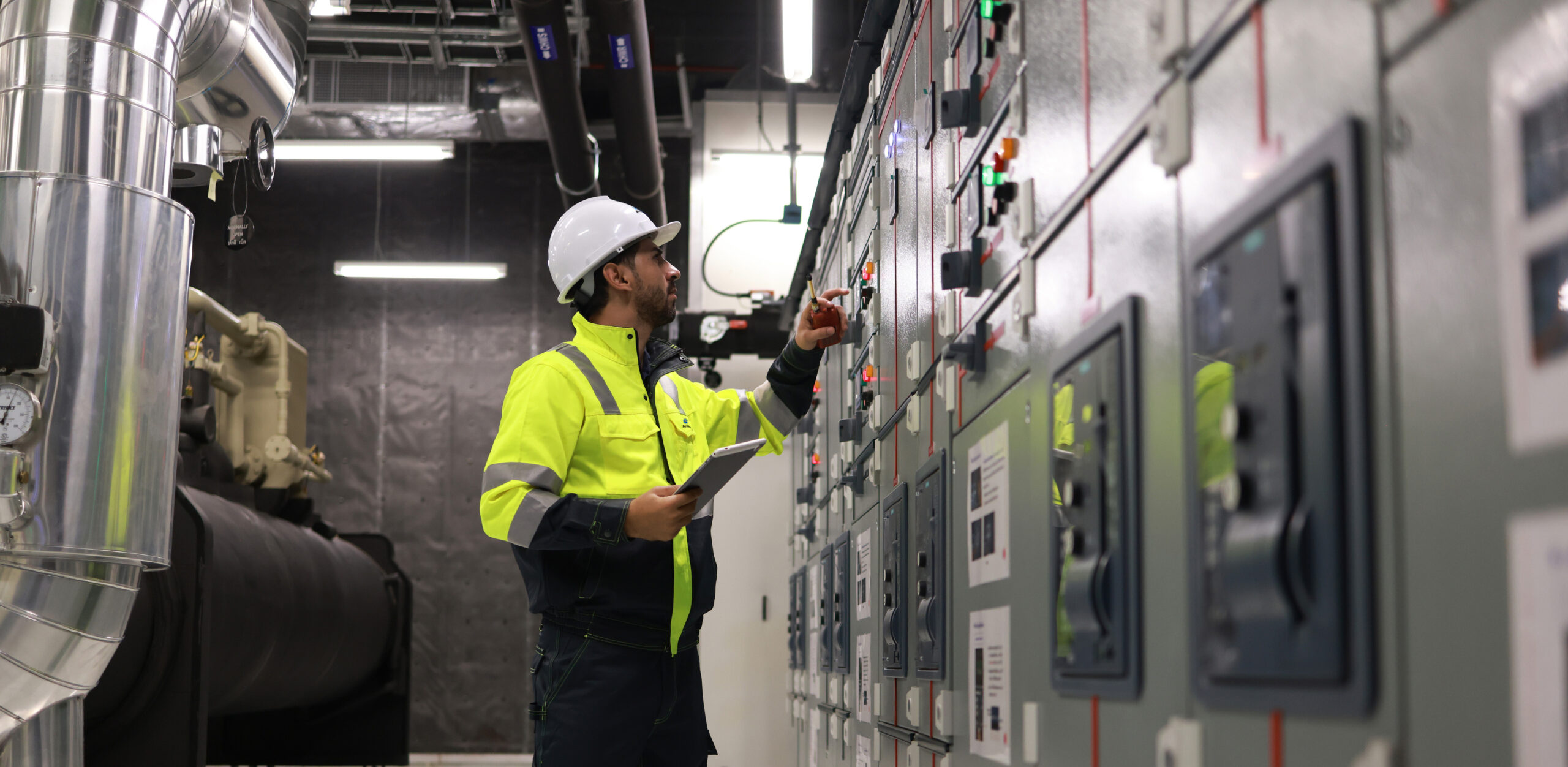 Mission critical engineer at a data center construction site.